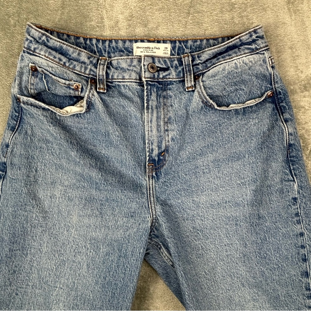 Abercrombie Fitch High Rise 90s Relaxed Jeans Womens 29 Blue Curve Love Straight - Picture 4 of 14